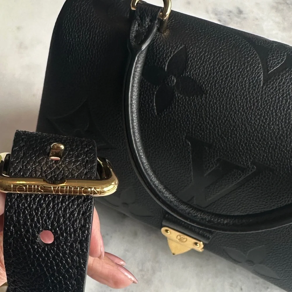 Louis Vuitton Madeleine MM Black Monogram Empreinte Top Handle Satchel Gold - Picture 10 of 12
